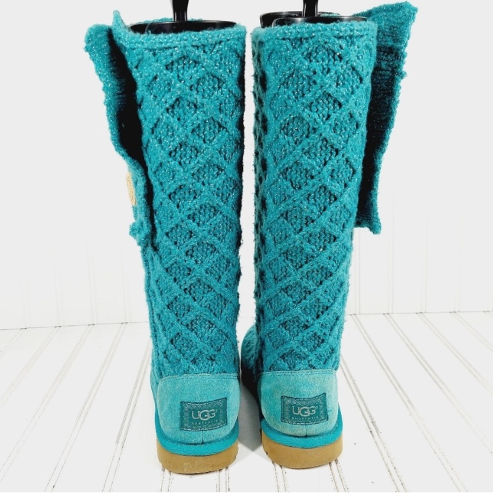 UGG Teal Blue Silver Sparkle Lattice Cardy 3066 - Picture 5 of 16
